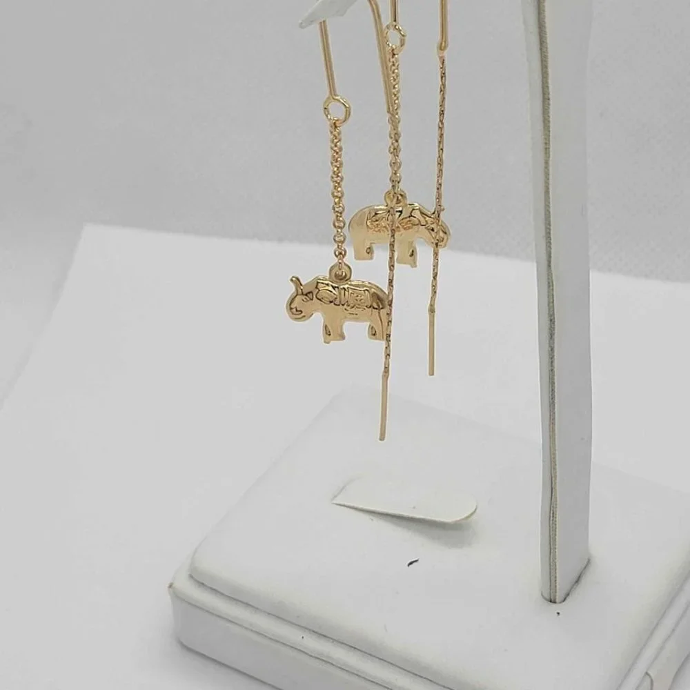 Brand New Brazilian 18k Gold Filled  Dangle Elephant  Earrings